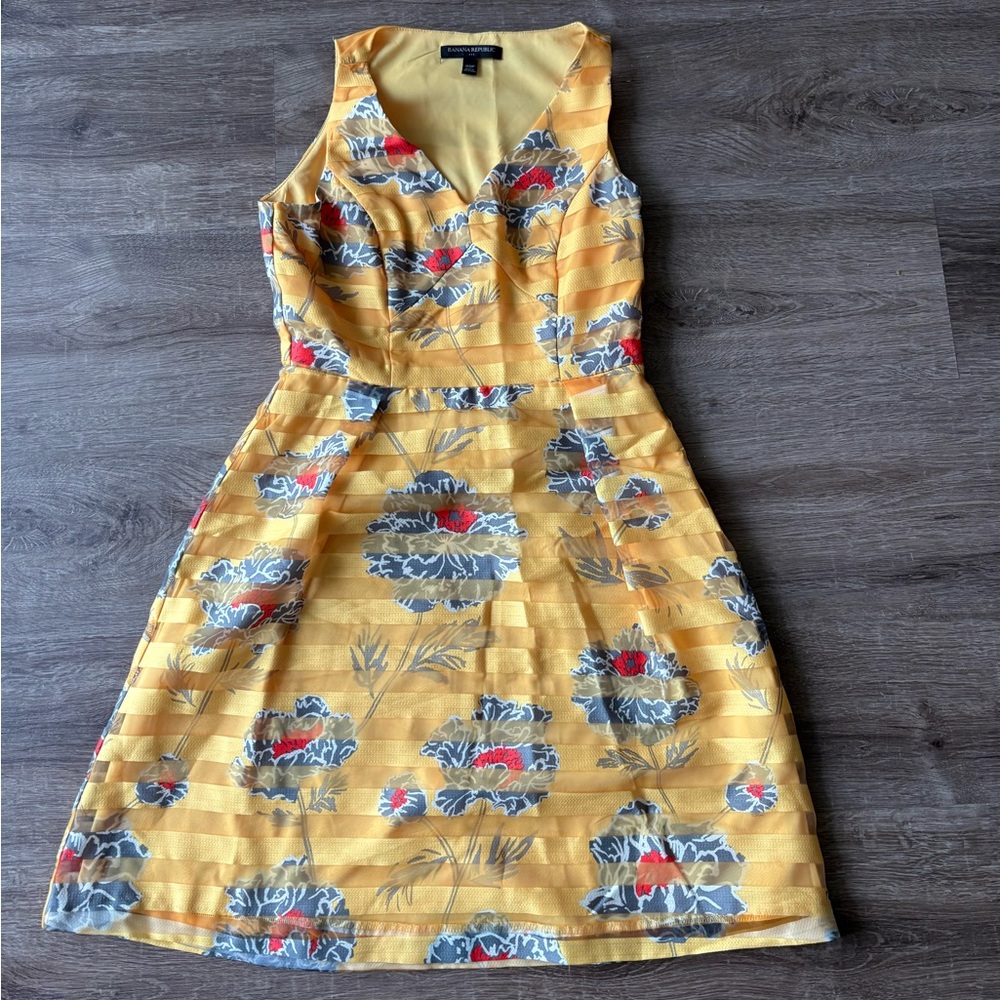 Floral Yellow Sleeveless Dress